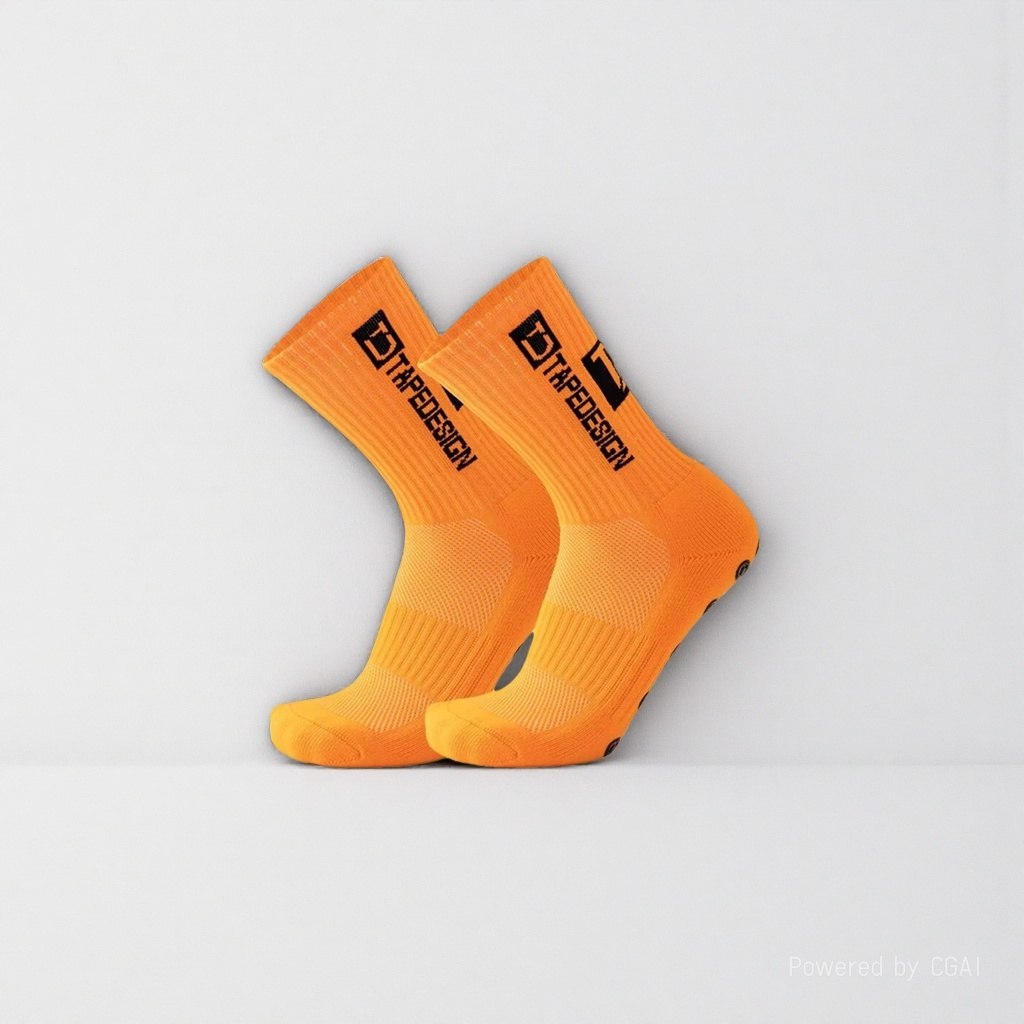 Orange sporty casual cotton socks for men and women, long and trendy socks details Picture