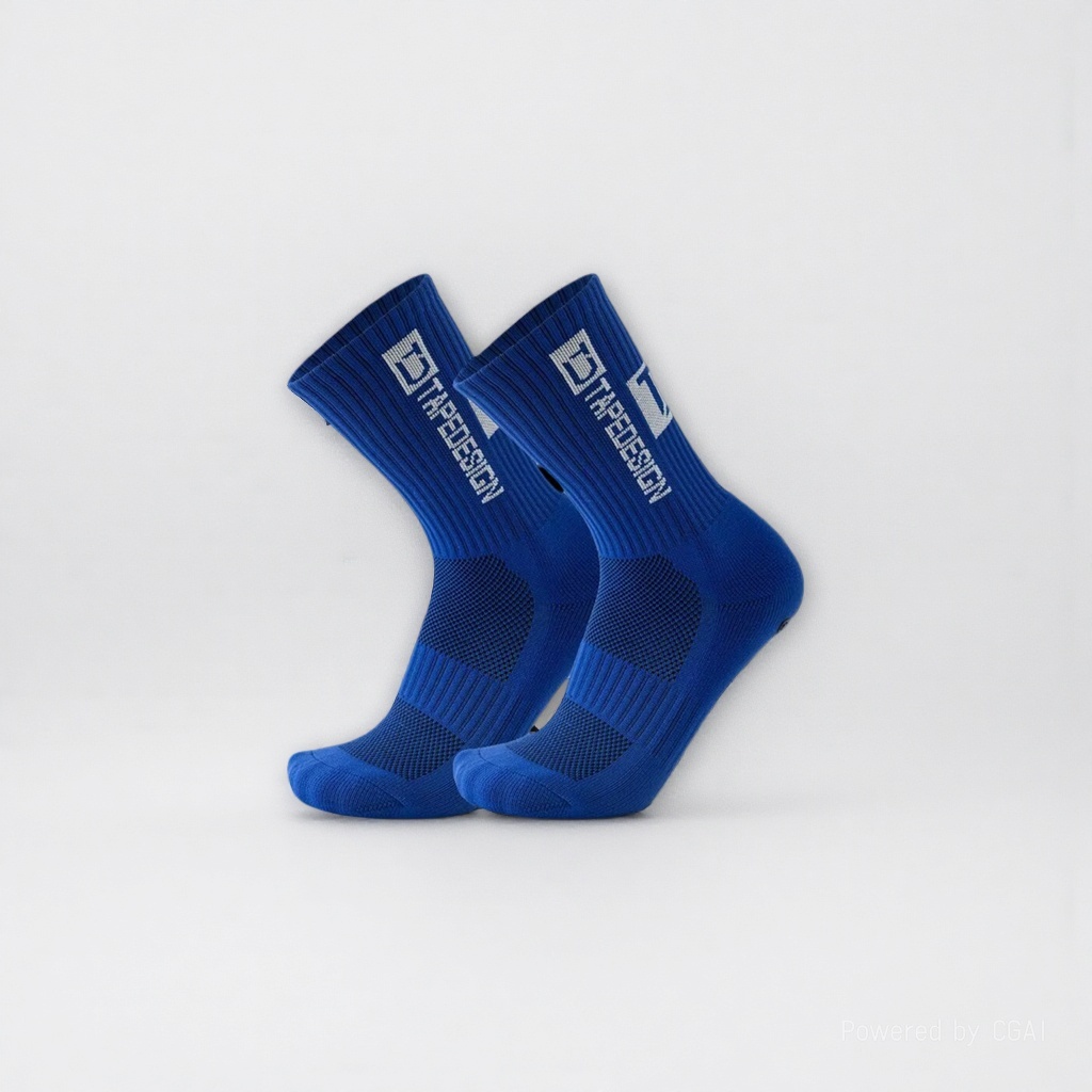 Blue sporty casual cotton socks for men and women, long and trendy socks details Picture
