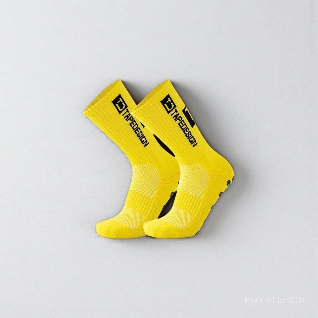Yellow sporty casual cotton socks for men and women, long and trendy socks