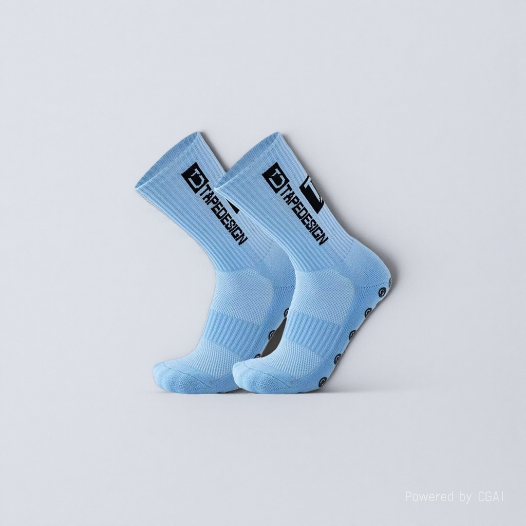 Light blue sporty casual cotton socks for men and women, long and trendy socks details Picture