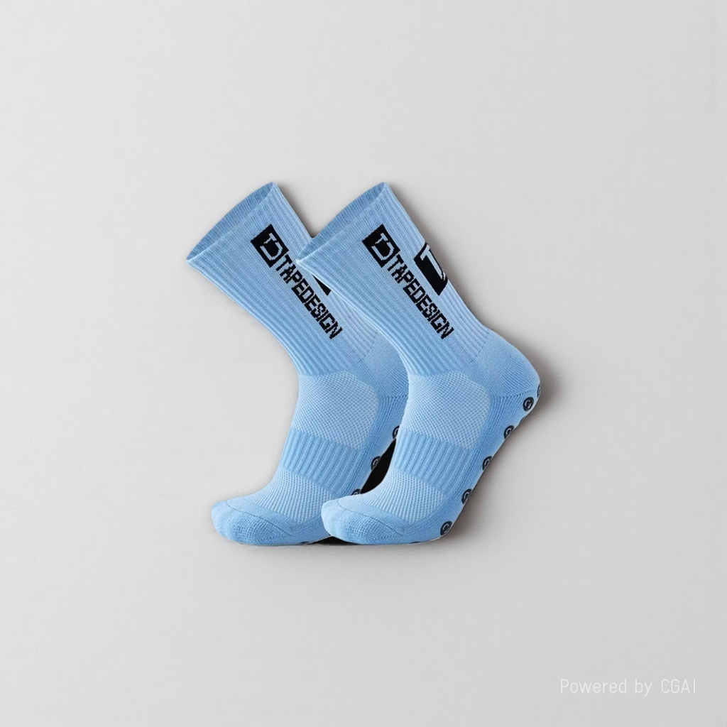 Light blue sporty casual cotton socks for men and women, long and trendy socks Specification image