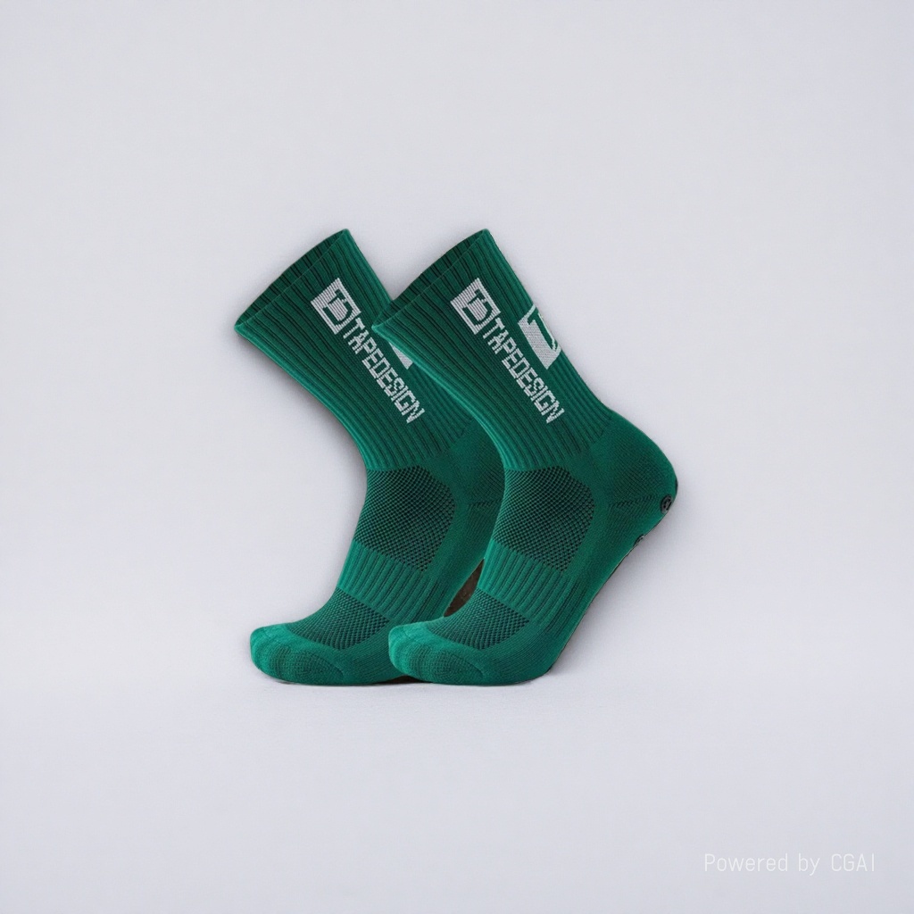 Green sporty casual cotton socks for men and women, long and trendy socks details Picture