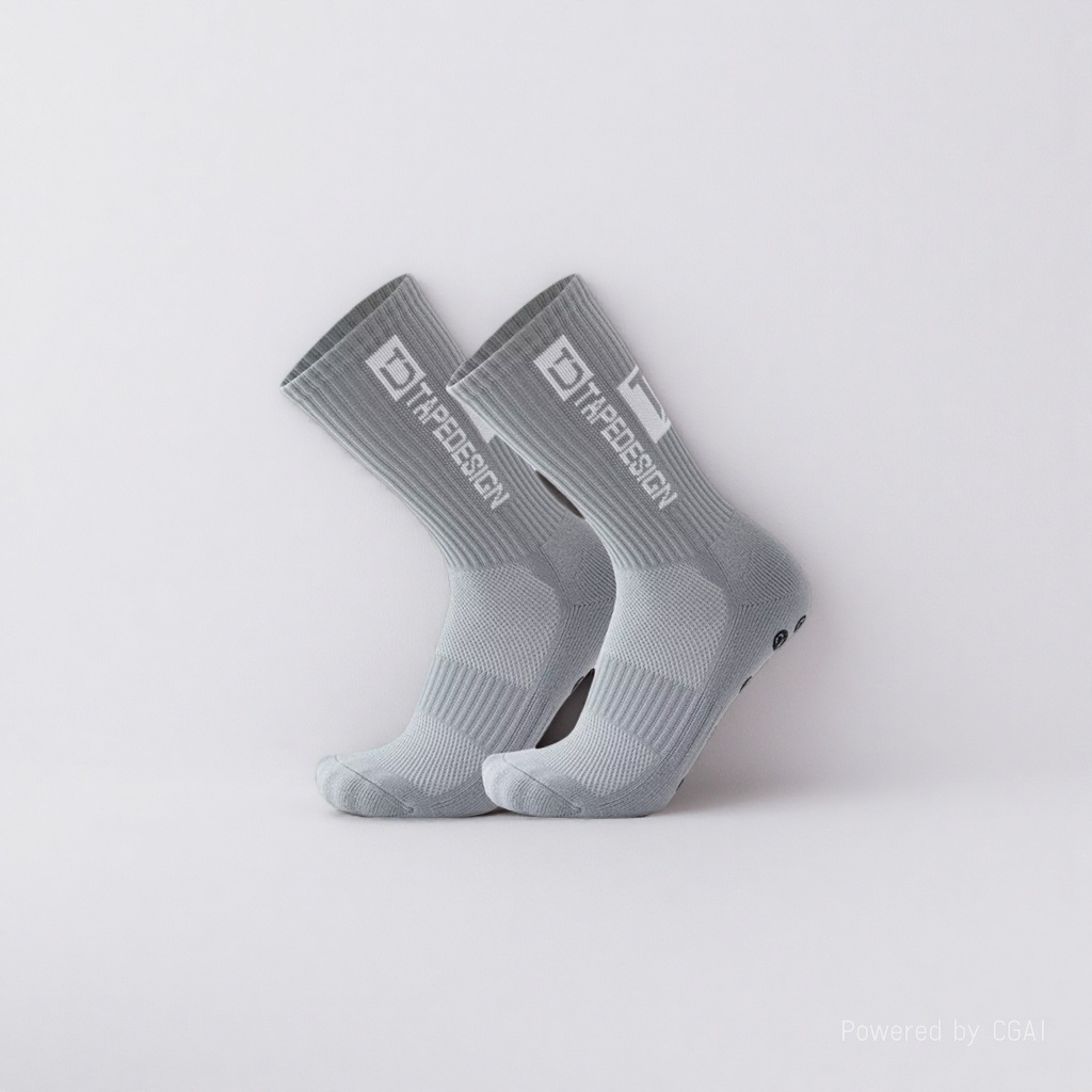Grey sporty casual cotton socks for men and women, long and trendy socks details Picture