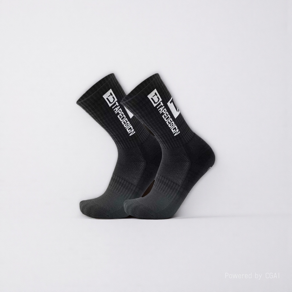Black sporty casual cotton socks for men and women, long and trendy socks details Picture