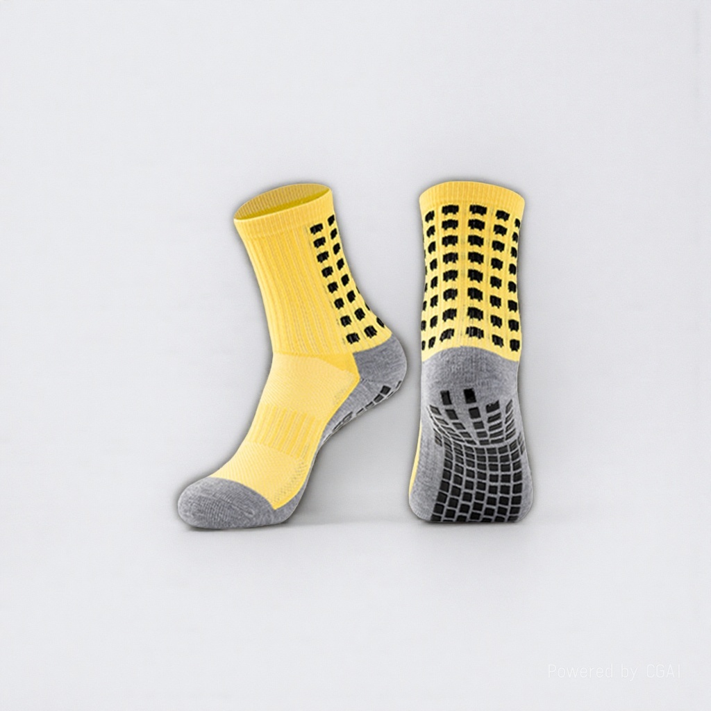 Yellow sporty casual cotton socks for men and women, long and trendy socks