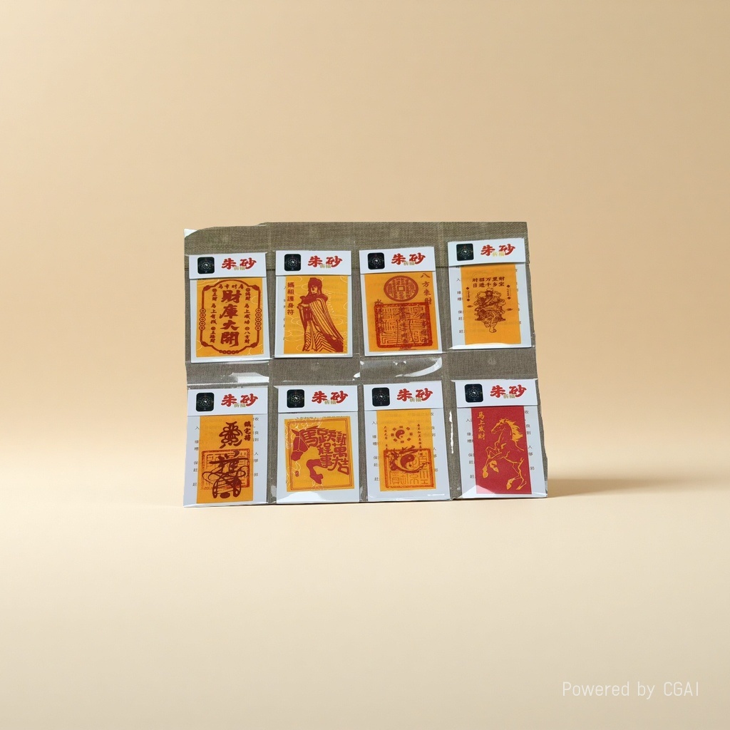 Taoist items: cinnabar, cinnabar talisman paper, gong, human emperor banner, Holy Mother ritual implements, religious objects Application Scenario