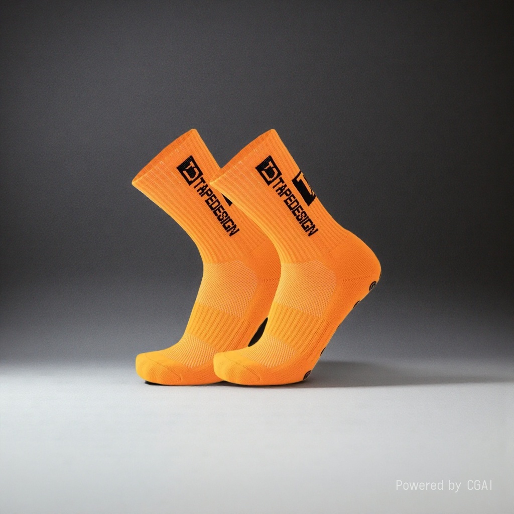 Orange sporty casual cotton socks for men and women, long and trendy socks details Picture