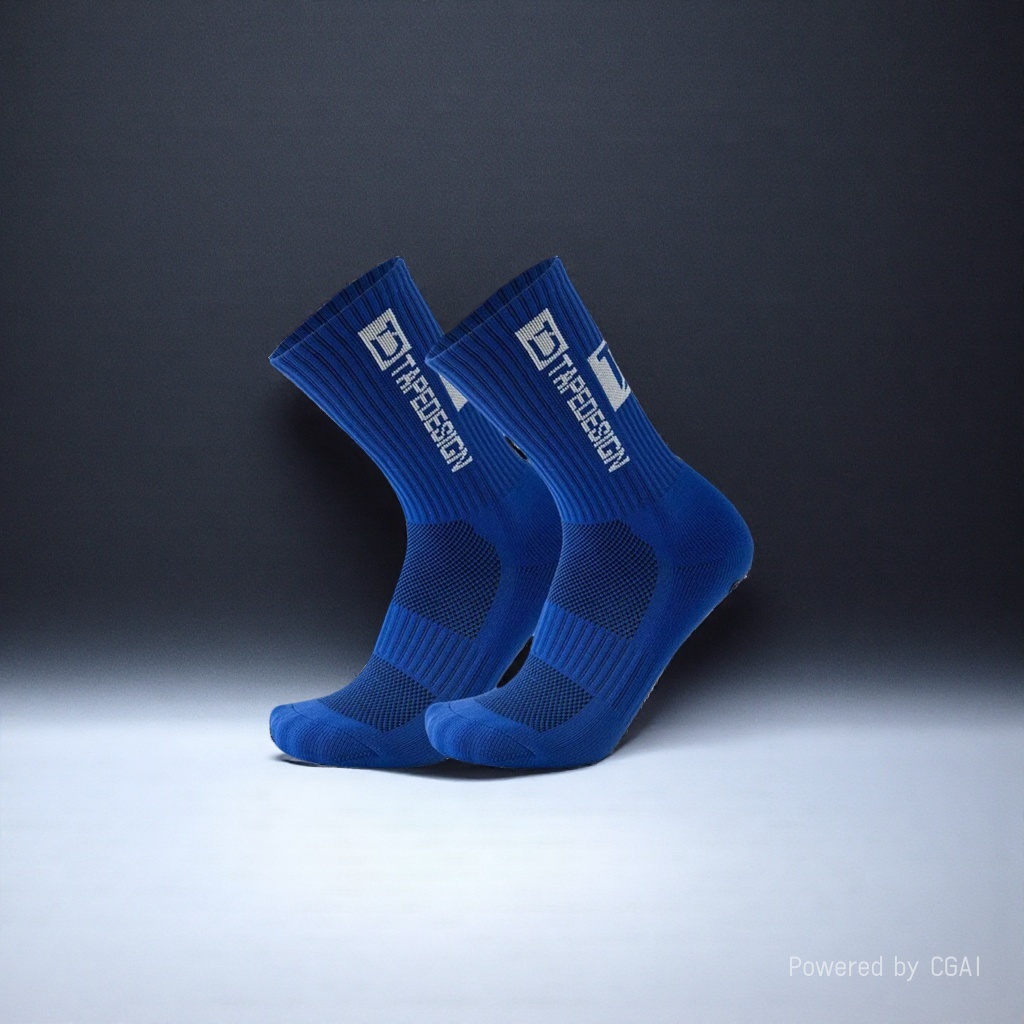 Blue sporty casual cotton socks for men and women, long and trendy socks details Picture