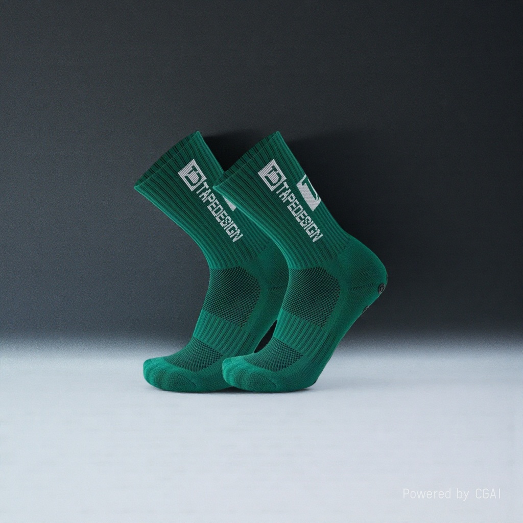 Green sporty casual cotton socks for men and women, long and trendy socks details Picture