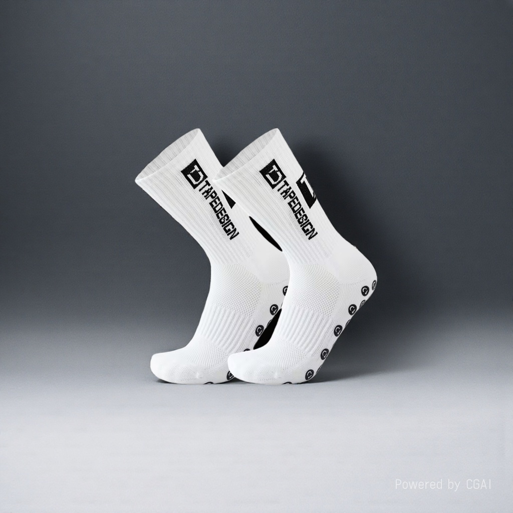 Sporty and casual cotton socks for men and women, long and trendy white with black logo details Picture
