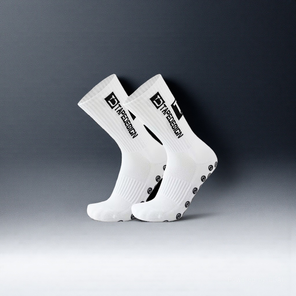 Sporty and casual cotton socks for men and women, long and trendy white with black logo