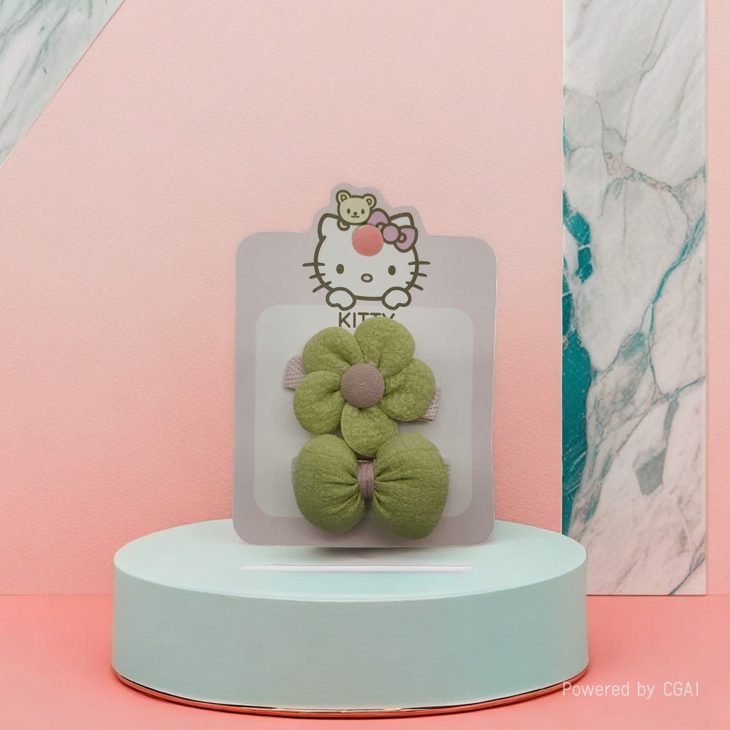 Hello Kitty Green Flower Acetate Grab Shark Clip Hairpin