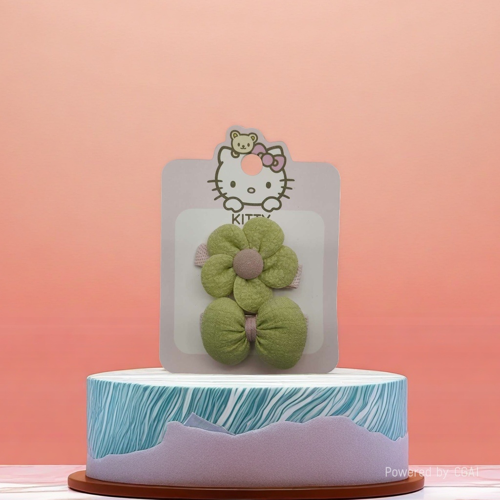Hello Kitty Green Flower Acetate Grab Shark Clip Hairpin Application Scenario