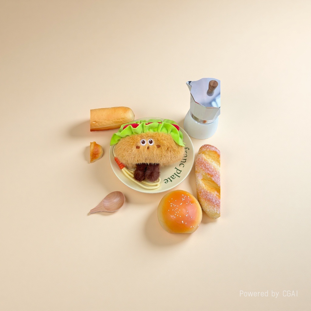 Cute hamburger and French fries plush pendants, sushi croissants, creative food figurines, decorative items, cartoon keychain dolls Application Scenario