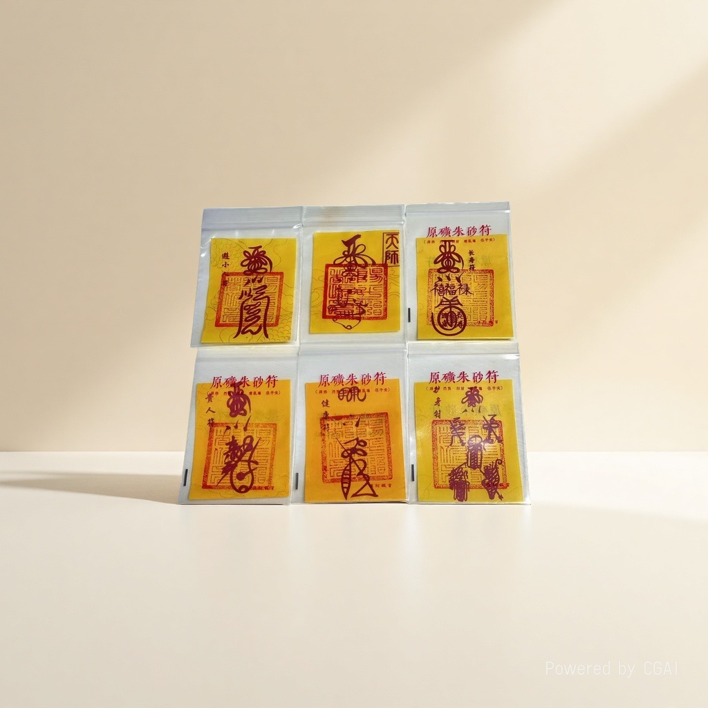 Putuo Mountain Golden Card Cinnabar Talisman Card: Warding off villains, Bringing children, Longevity, Noble People and Good Health Cinnabar Talisman Tai Sui Card details Picture