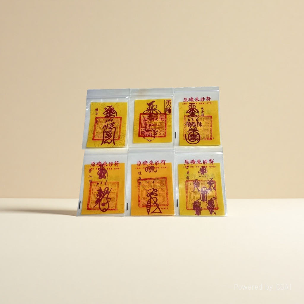 Putuo Mountain Golden Card Cinnabar Talisman Card: Warding off villains, Bringing children, Longevity, Noble People and Good Health Cinnabar Talisman Tai Sui Card