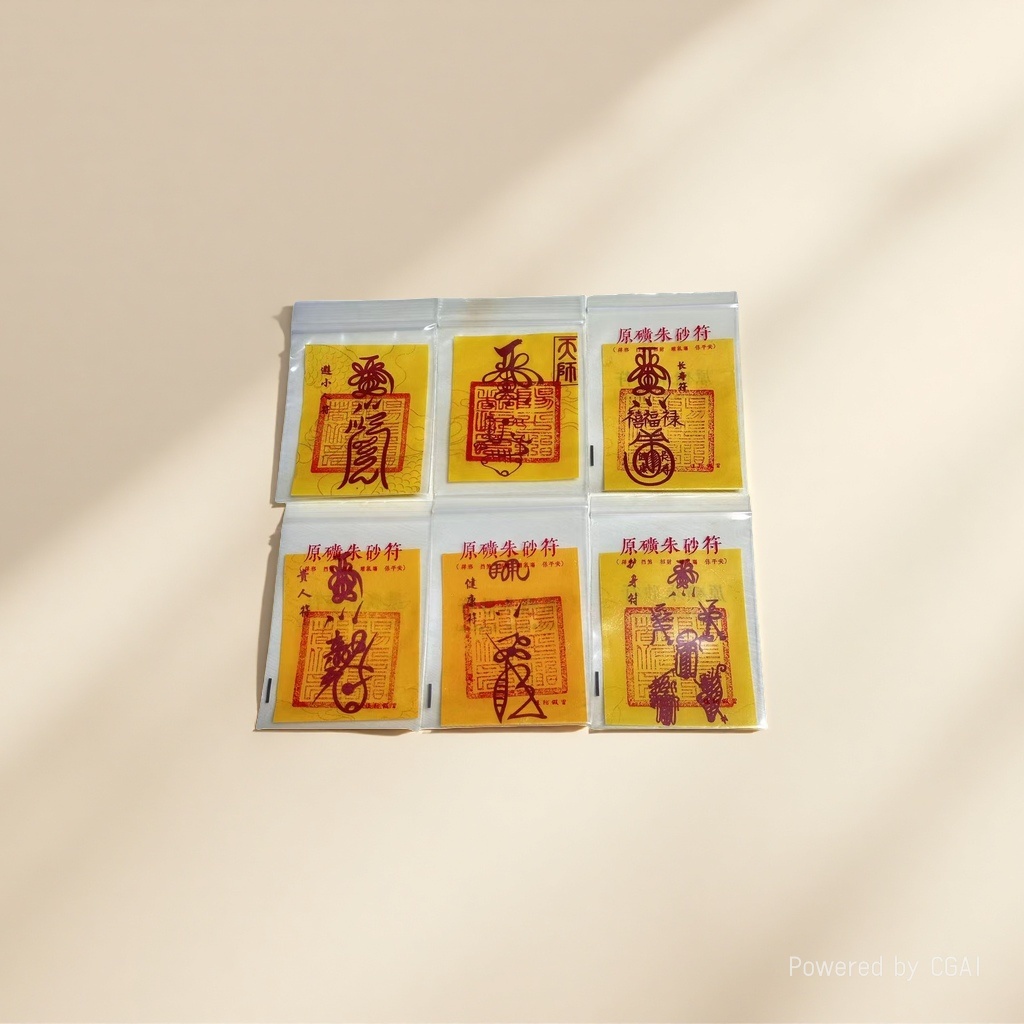 Putuo Mountain Golden Card Cinnabar Talisman Card: Warding off villains, Bringing children, Longevity, Noble People and Good Health Cinnabar Talisman Tai Sui Card Specification image