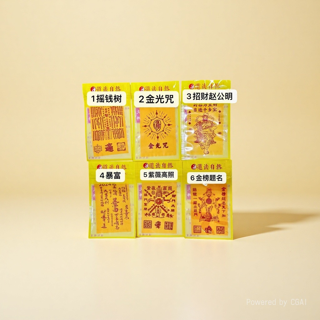 The Taoist talisman of Putuo Mountain, cinnabar talisman, Money tree, Golden Light Mantra, wealth Attraction, Zhao Gongming's sudden wealth, Purple crape myrtle shining brightly, and success in the Golden list Specification image