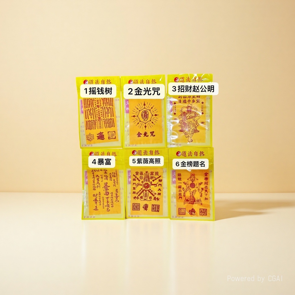 The Taoist talisman of Putuo Mountain, cinnabar talisman, Money tree, Golden Light Mantra, wealth Attraction, Zhao Gongming's sudden wealth, Purple crape myrtle shining brightly, and success in the Golden list
