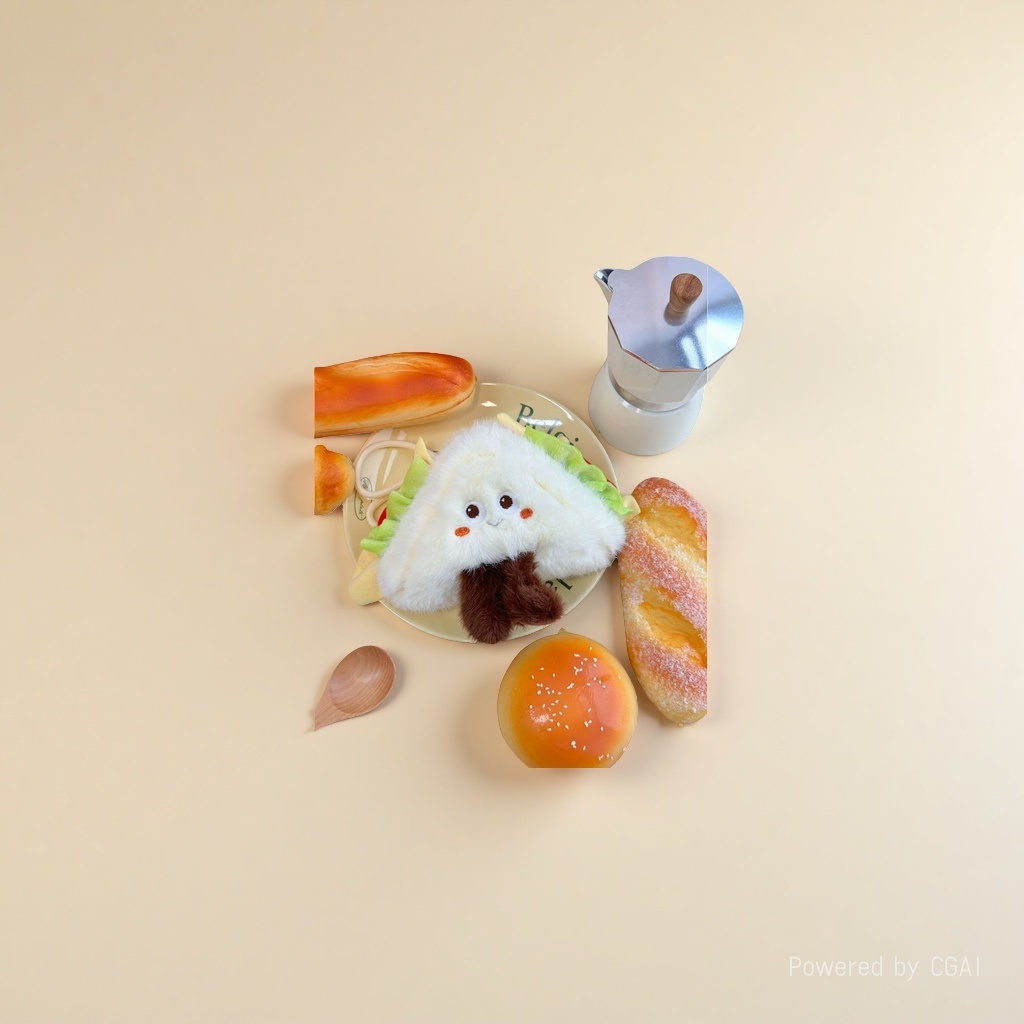 Cute internet-famous hamburger, French fries, pendant, plush toy doll, hot dog, birthday cake, bag, hanging decoration, keychain Specification image