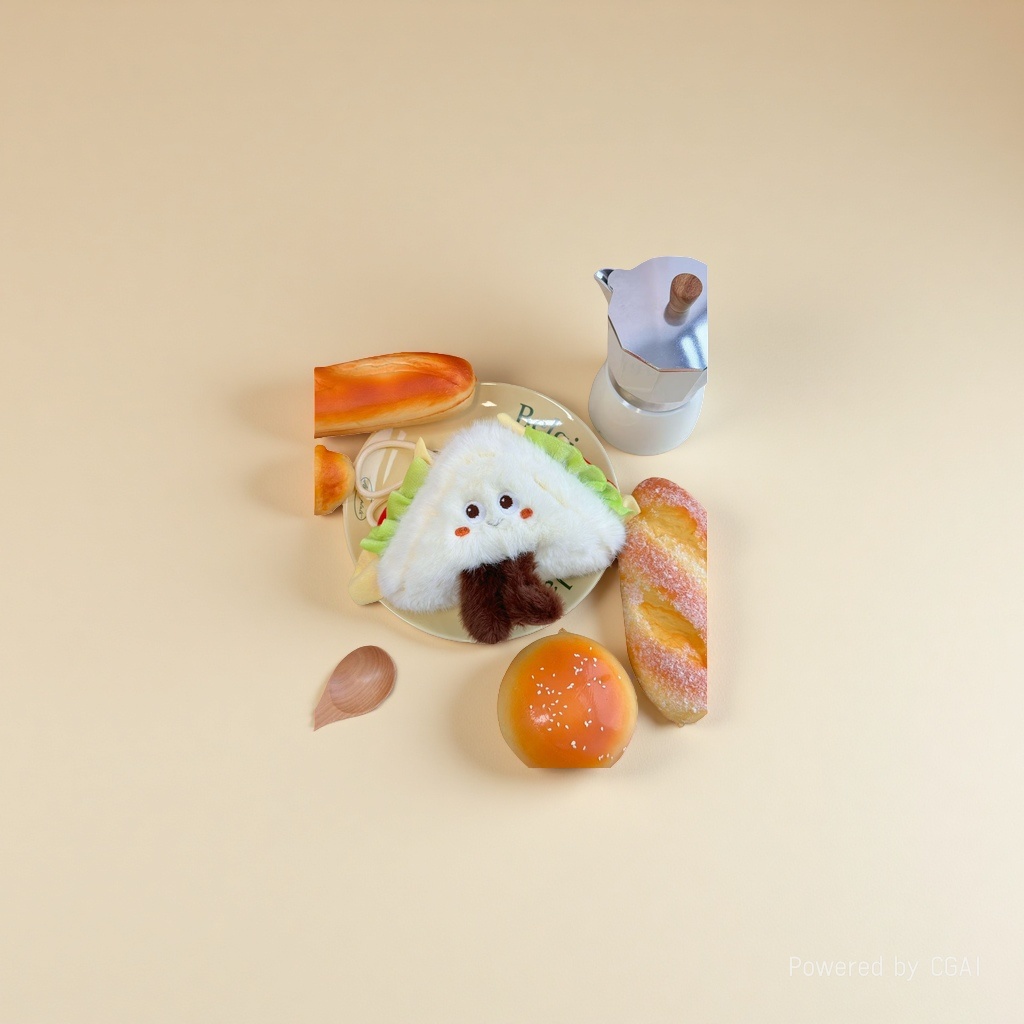 Cute internet-famous hamburger, French fries, pendant, plush toy doll, hot dog, birthday cake, bag, hanging decoration, keychain