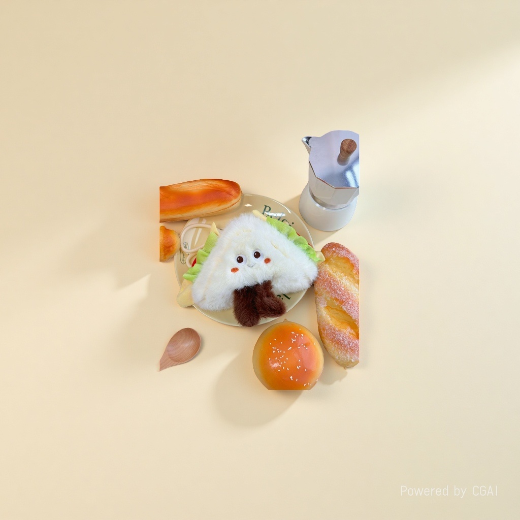 Cute internet-famous hamburger, French fries, pendant, plush toy doll, hot dog, birthday cake, bag, hanging decoration, keychain details Picture