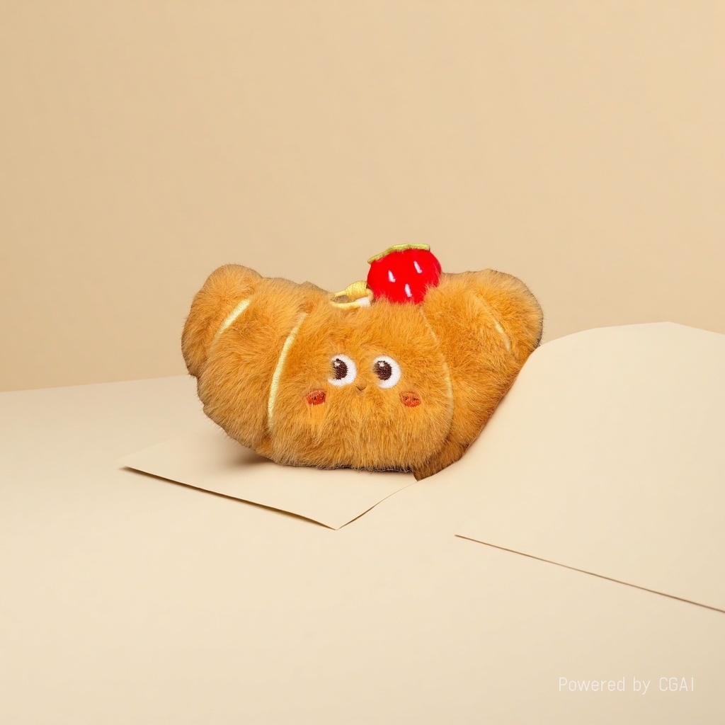 Creative plush croissant bread doll pendant, girlish, versatile food doll pendant, keychain back packaging details Picture