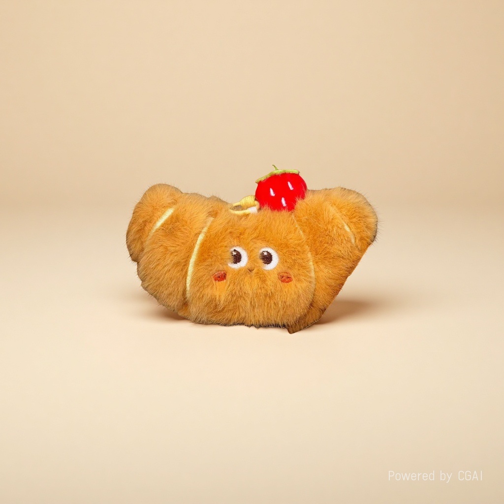 Creative plush croissant bread doll pendant, girlish, versatile food doll pendant, keychain back packaging Specification image