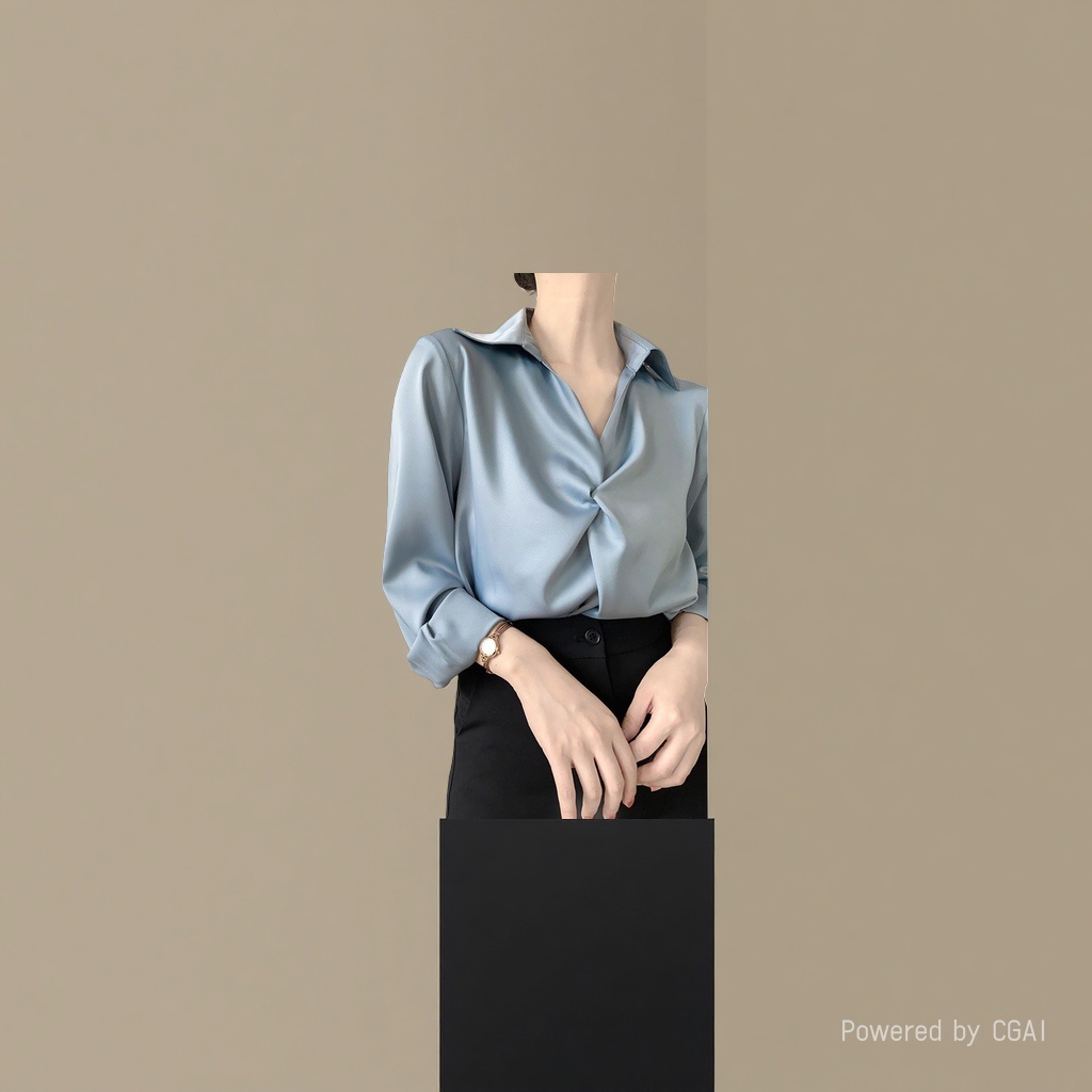 女装女式宽松时尚休闲/衬衣女长袖职业/老年夏天衣服/衬衫领内衬/苎麻套装产品图