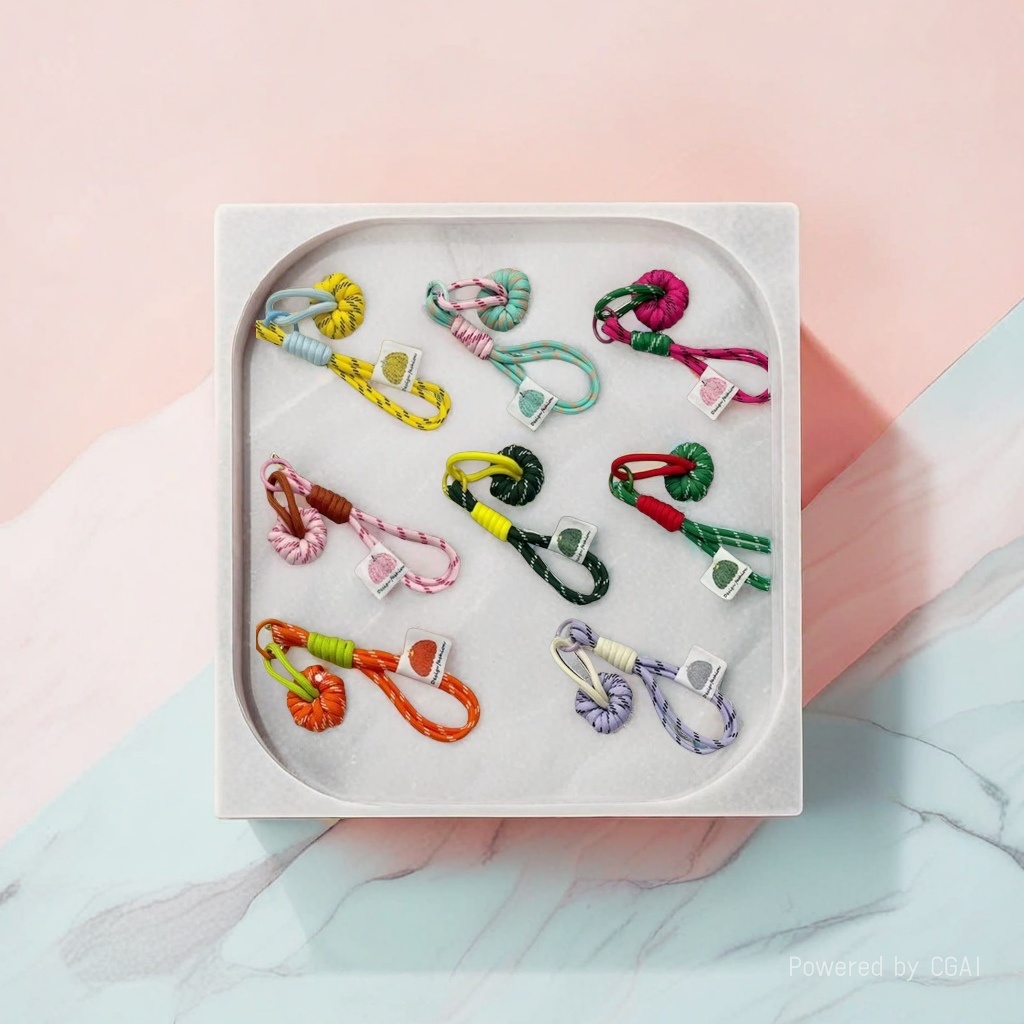 Colorful braided rope knot ID card lanyard with name tag sleeve and easy-pull buckle tag rope Specification image
