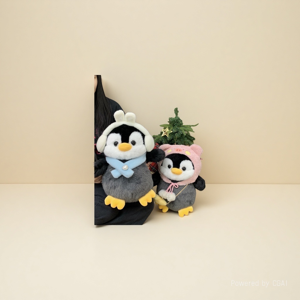 Cartoon hooded little penguin plush toy scarf earmuffs penguin doll Winter edition Penguin doll claw machine doll Specification image