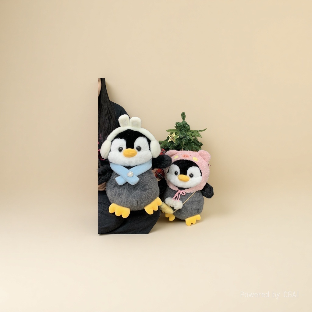 Cartoon hooded little penguin plush toy scarf earmuffs penguin doll Winter edition Penguin doll claw machine doll Application Scenario