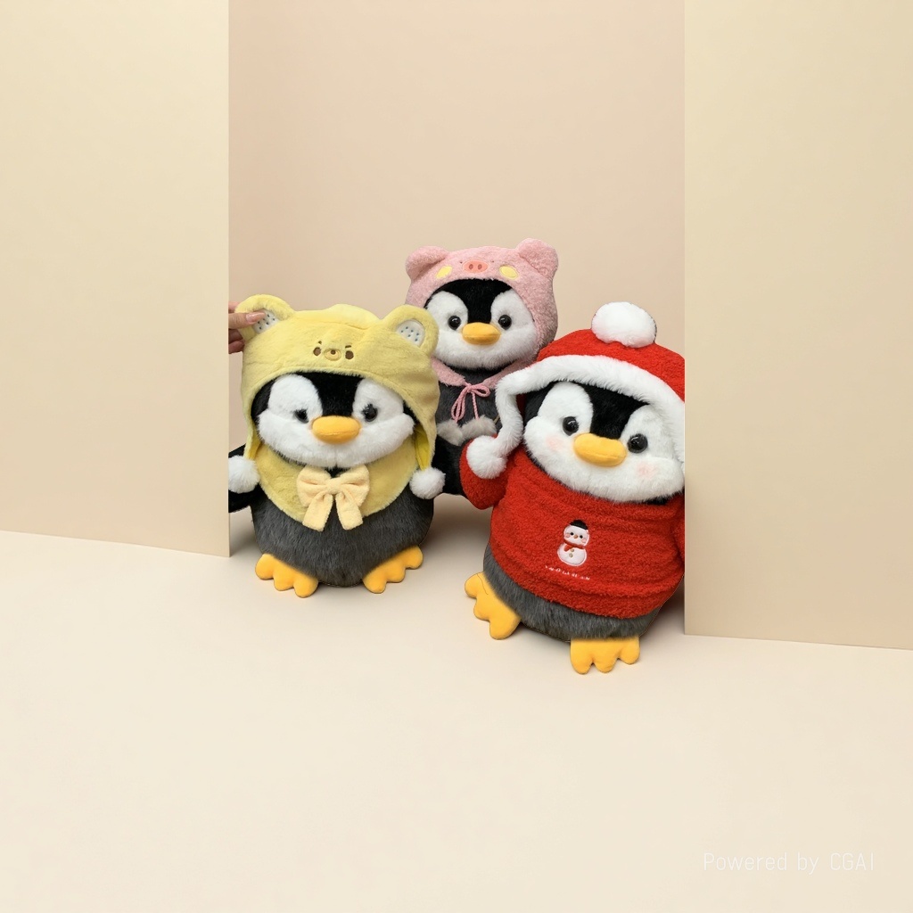 Dress-up penguin dolls, hat-wearing penguin plush toys, soothing stuffed dolls, polar animal figurines, birthday gifts details Picture