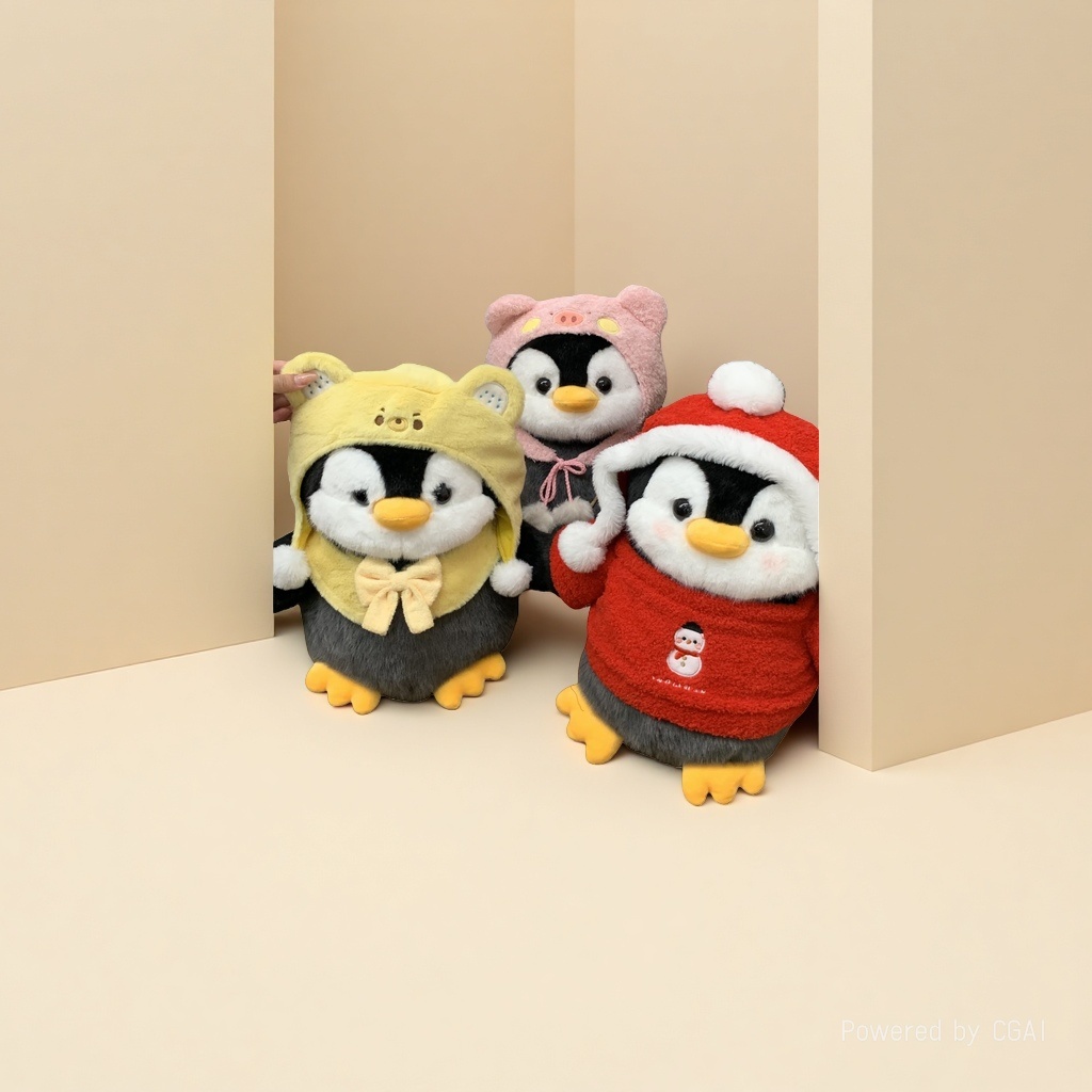 Dress-up penguin dolls, hat-wearing penguin plush toys, soothing stuffed dolls, polar animal figurines, birthday gifts