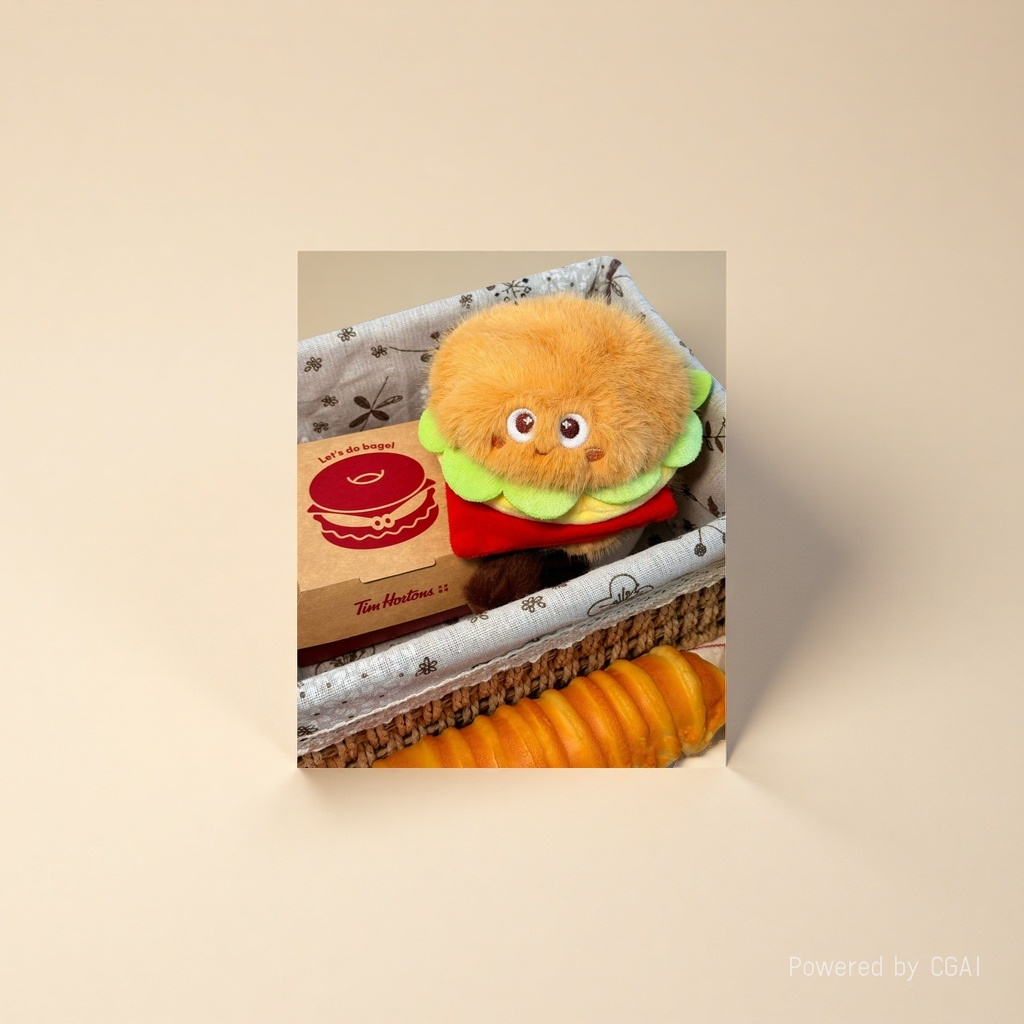 Original cute hamburger, palm treasure, French fries pendant, plush toy, table companion, figurine, hot dog, birthday cake Application Scenario