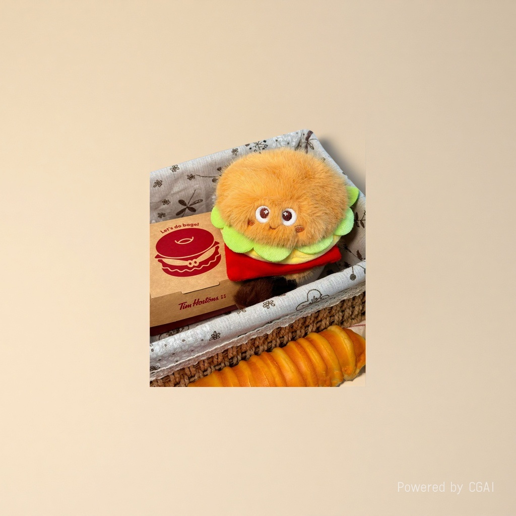 Original cute hamburger, palm treasure, French fries pendant, plush toy, table companion, figurine, hot dog, birthday cake details Picture