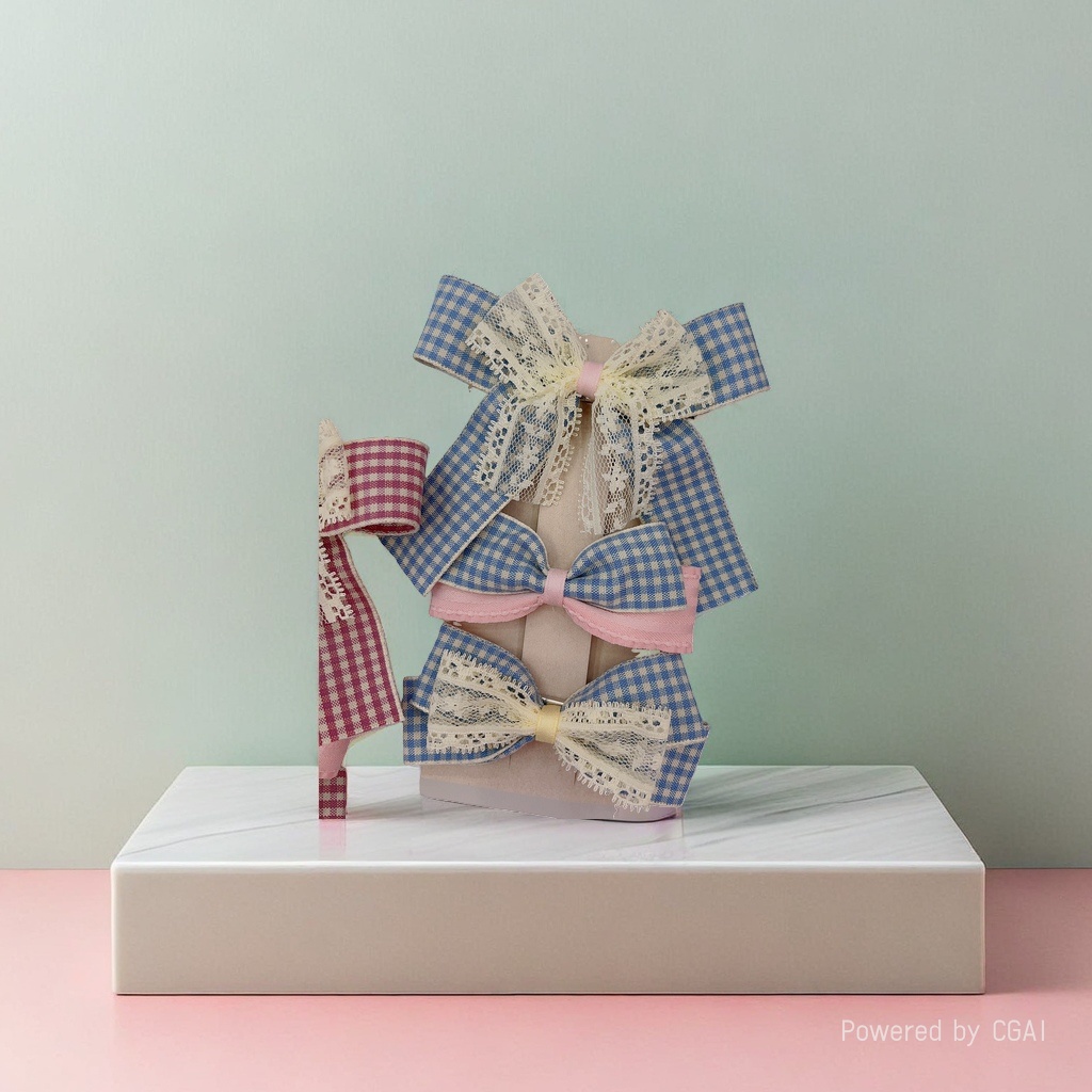 Blue checkered bow hair accessory is a fashionable and versatile hair clip for girls and adults Specification image