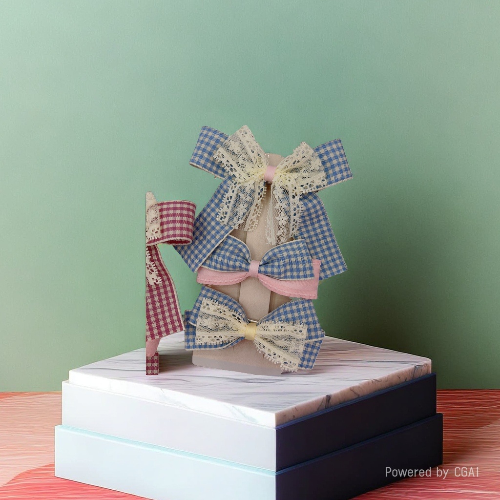 Blue checkered bow hair accessory is a fashionable and versatile hair clip for girls and adults Application Scenario