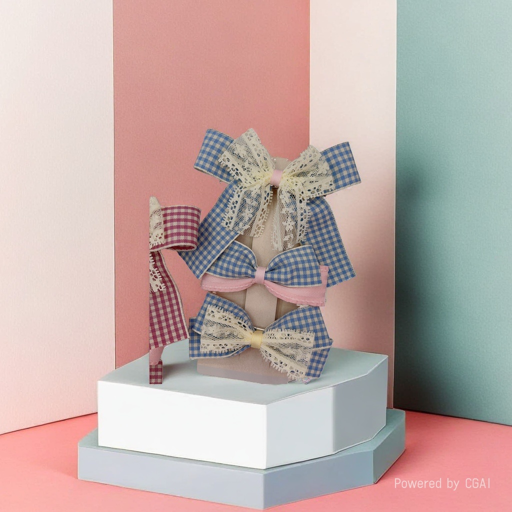 Blue checkered bow hair accessory is a fashionable and versatile hair clip for girls and adults