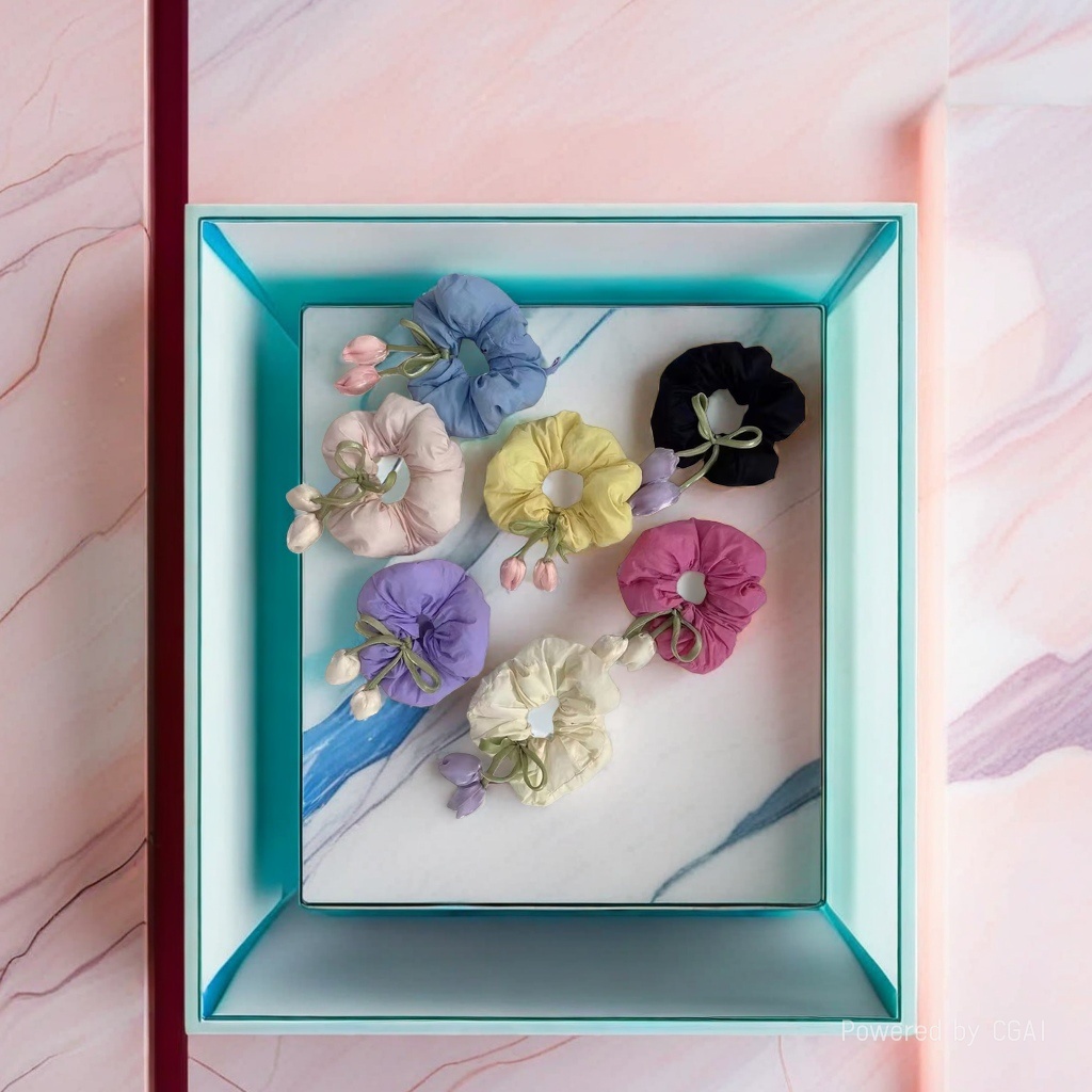 Elegant and cute sponge flower hair band, large large intestine band, high-end style, bun hair band, simple style Specification image