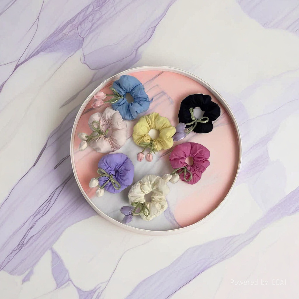 Elegant and cute sponge flower hair band, large large intestine band, high-end style, bun hair band, simple style