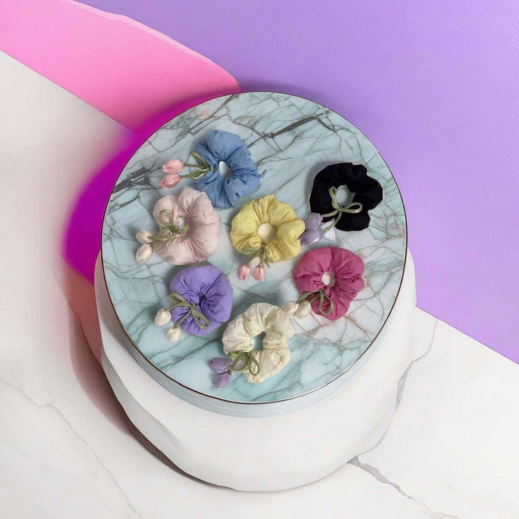 Elegant and cute sponge flower hair band, large large intestine band, high-end style, bun hair band, simple style details Picture