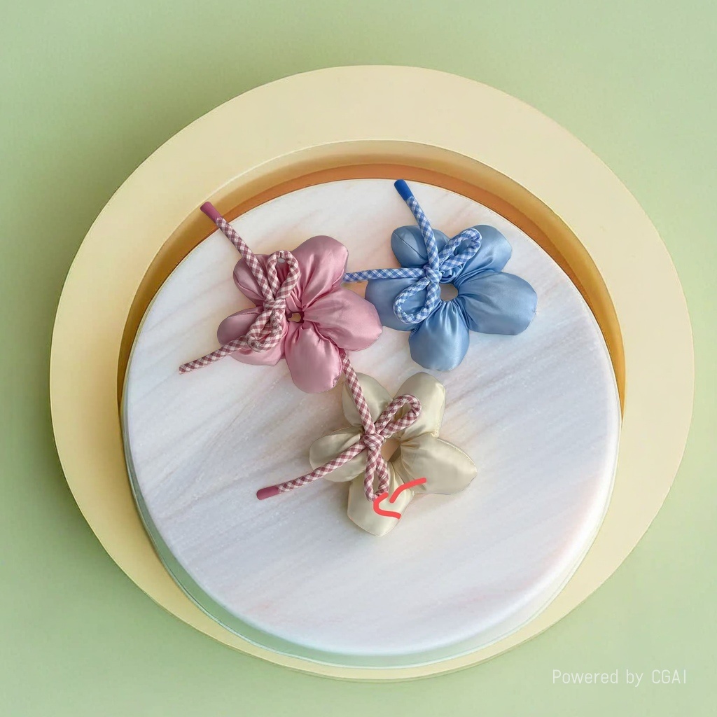 Korean-style bow lace large intestine hair tie for women, oversized tied hair, laid-back style headband headwear Application Scenario