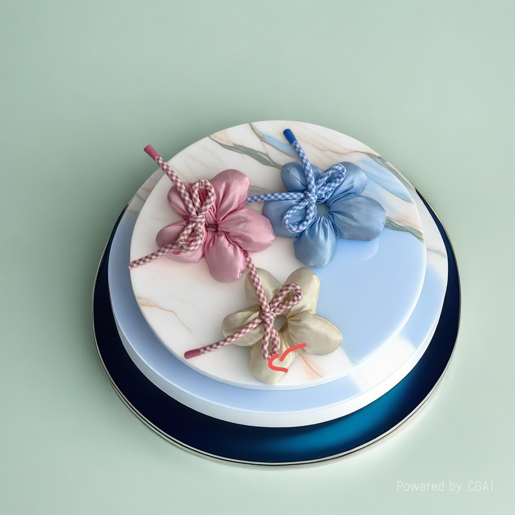 Korean-style bow lace large intestine hair tie for women, oversized tied hair, laid-back style headband headwear details Picture