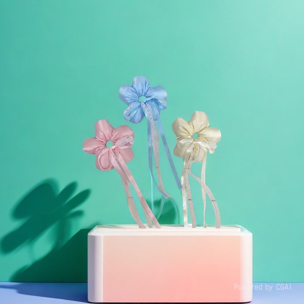 Cute sponge flower, large intestine circle, hair tie, bow, ribbon, hair band, hair tie, braided hair tie Application Scenario
