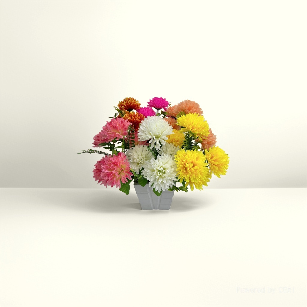Fresh flower art products, colorful chrysanthemum bouquets, cross-border frillon flower mud, frillon grab paper art, crepe paper details Picture