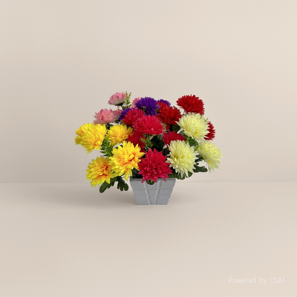 Peony simulation large bouquet, hand-made flower, miniature plant model, artificial flower, plastic potted plant with flowerpot and small pebbles Application Scenario