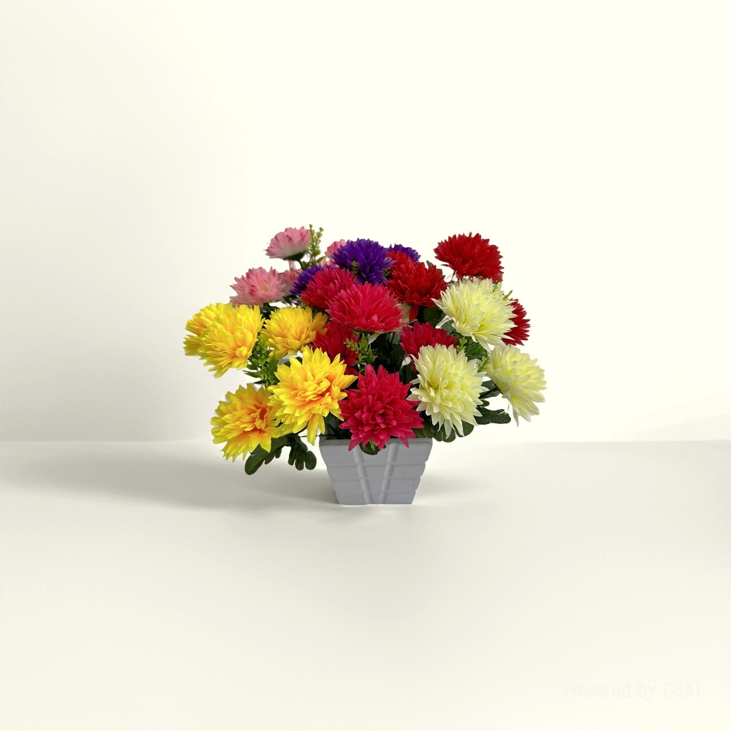 Peony simulation large bouquet, hand-made flower, miniature plant model, artificial flower, plastic potted plant with flowerpot and small pebbles details Picture