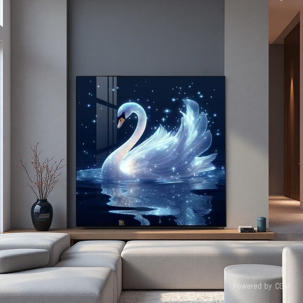 Modern art swan decorative painting, mural hanging painting, diamond sofa background decorative painting, electricity meter box decorative painting