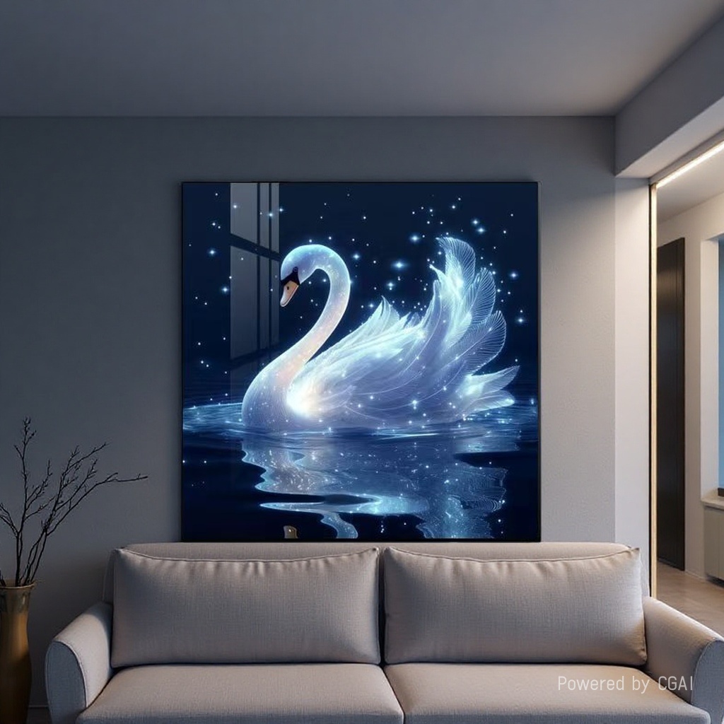 Modern art swan decorative painting, mural hanging painting, diamond sofa background decorative painting, electricity meter box decorative painting Application Scenario